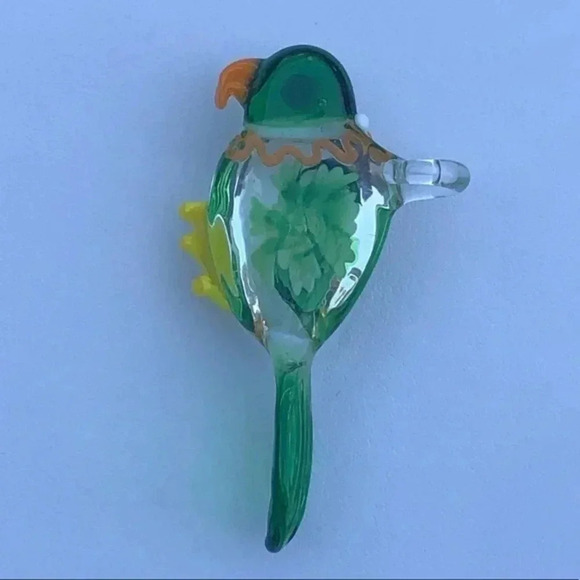 Precious Green Murano Glass Bird Parrot Parakeet Necklace Pendant NWT - Picture 3 of 4
